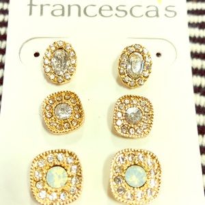 NWT Earrings with Crystals in Gold Setting